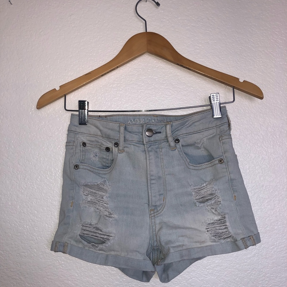 Light wash denim shorts